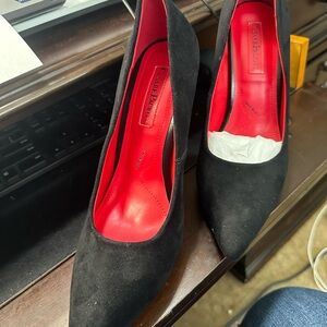 Cesare Paciotti Black Suede Pumps with Red Leather Interior